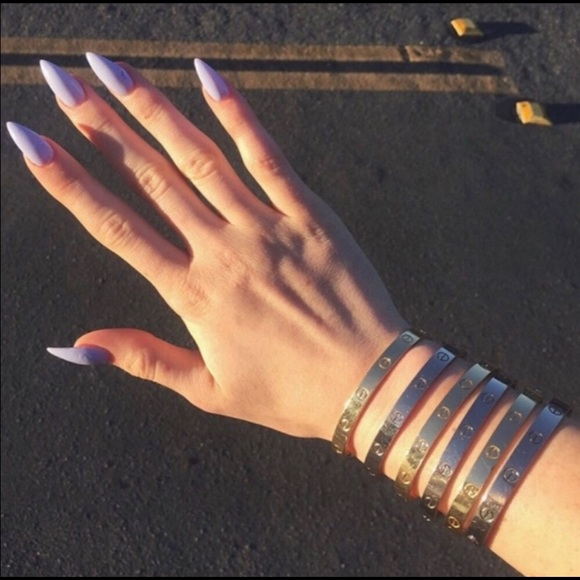 18k Gold Plated Love Bangle W/ Cubic Zirconia - Picture 6 of 8